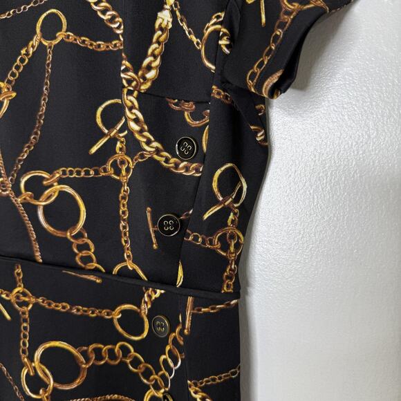 Enfocus Studio Dress Womens 14 Chain Elegant Short Sleeve Midi Polyester Party - Picture 2 of 8